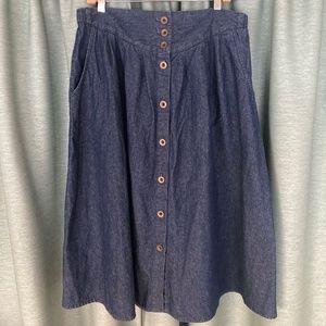 Amazing vintage western midi dark denim full skirt XL size 16